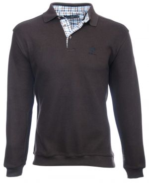 Long sleeve polo-shirt, soft touch BROWN