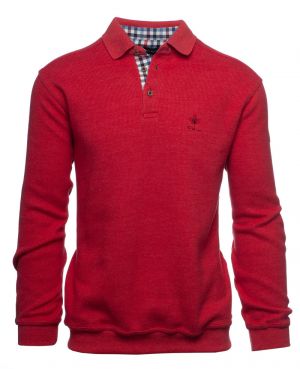 Long sleeve polo-shirt, soft touch LIGHT RED