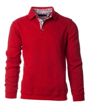 Long sleeve polo-shirt, soft touch CHERRY