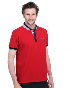Short sleeve polo-shirt, RED shirt collar pocket