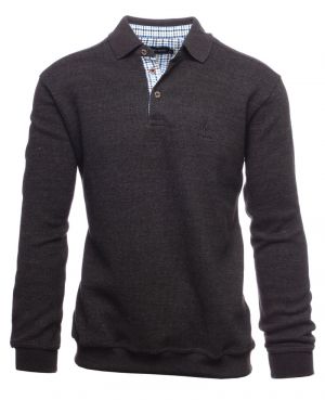 Long sleeve polo-shirt, soft touch ANTHRA GREY