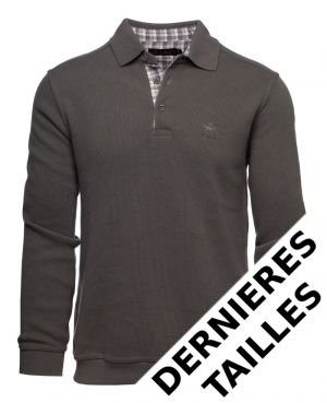 Long sleeve polo-shirt, soft touch STEEL GREY