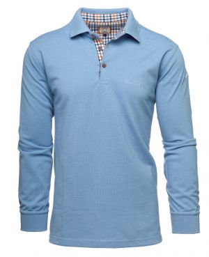 Long Sleeve Blue sky Pique Knit Polo - Breathable and Durable