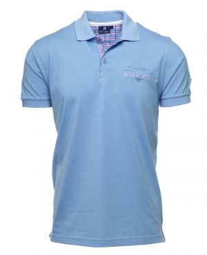 Sky Jersey Polo with Checkered Detail - Comfort and Superior Quality