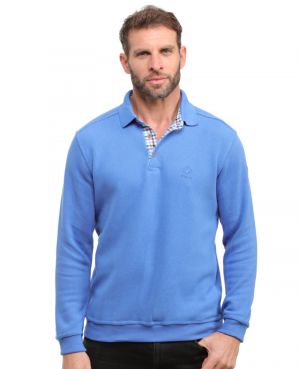 Long sleeve polo-shirt, soft touch OCEAN BLUE