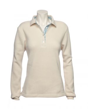 Long sleeve polo-shirt, soft touch BEIGE