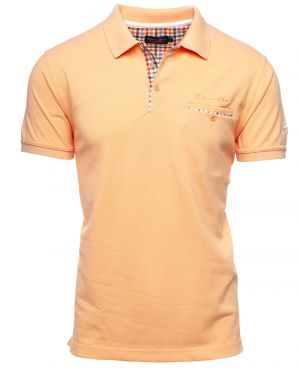 Short sleeve polo-shirt, PEACH piqu with pocket