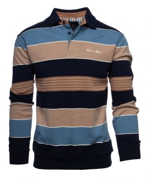 Polo ray maille lgre MARINE BLEU BEIGE