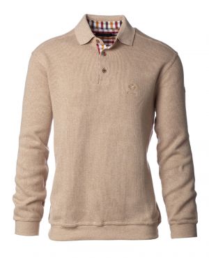 Long sleeve polo-shirt, soft touch BEIGE