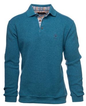Long sleeve polo-shirt, soft touch PACIFIC BLUE