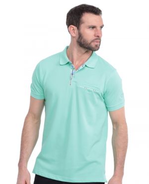 Short sleeve polo-shirt, MINT GREEN piqu with pocket