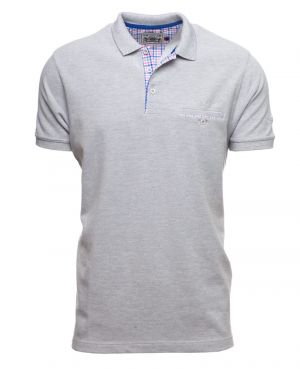 Short sleeve polo-shirt, LIGHT GREY piqu with pocket