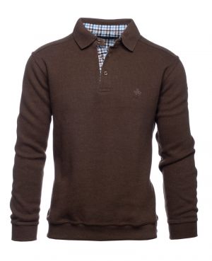 Long sleeve polo-shirt, soft touch MILKY COFFEE