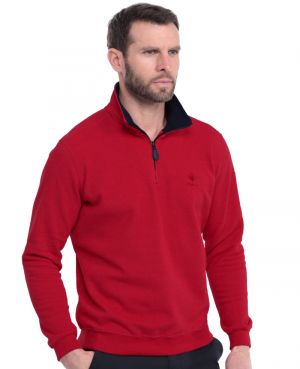 Zip neck sweater PIQU mesh LIGHT RED