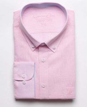 Pink Shirt in Linen and Cotton Blend - Breathability and Easy Care