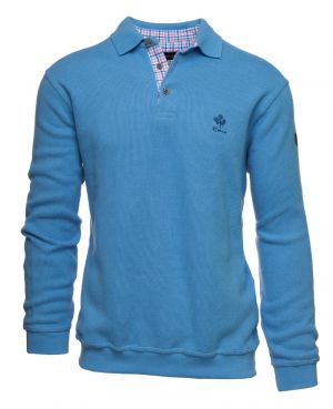 Long sleeve polo-shirt, soft touch LIGHT BLUE