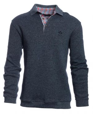 Long sleeve polo-shirt, soft touch BLUE GREY