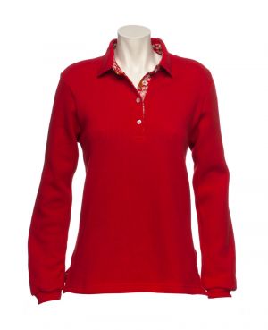 Long sleeve polo-shirt, soft touch RED