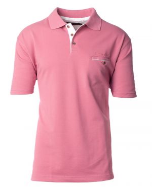 Short sleeve polo-shirt, PINK piqu with pocket 3XL 4XL