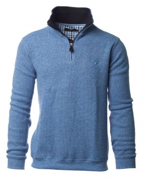 Zip neck sweater HEATHER BLUE