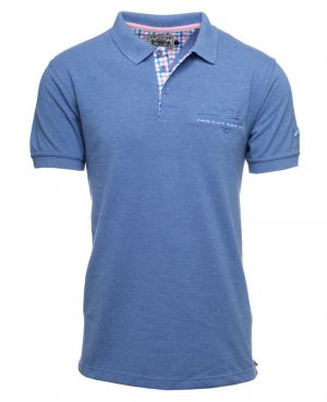 Heather Blue Piqu Polo - Detailed Design, Made in Portugal