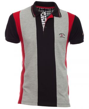 Short sleeve polo, pique, 3 colours, vertical BLACK, GREY, RED