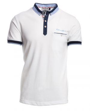 Short sleeve polo-shirt, WHITE shirt collar pocket