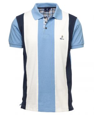 Short sleeve polo, pique, 3 colours, vertical, SKY BLUE, ECRU, NAVY