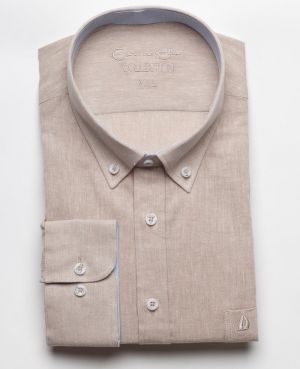 Beige Shirt in Linen and Cotton Blend - Breathability and Easy Care