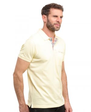Short sleeve polo-shirt, LIMONCELLO piqu with pocket