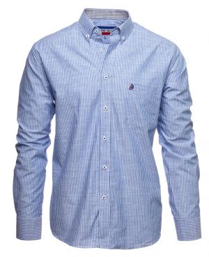 Chemise manches longues LIN, ray bleu