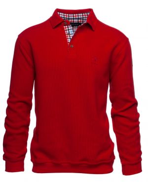 Long sleeve polo-shirt, soft touch Bright RED