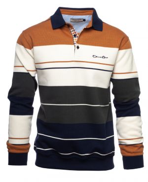 polo-shirt NAVY / WHITE / CURRY / PINE GREEN stripes : Chic and Elegant