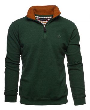 Zip neck sweater PIQU mesh GREEN