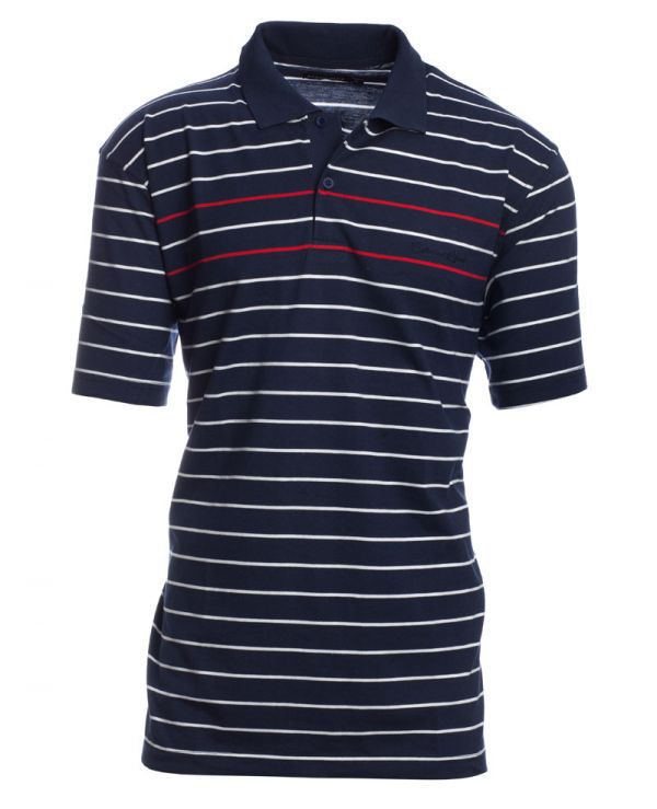 Men's polo, short sleeves, navy red white stripes, jersey 3XL - 4XL ...
